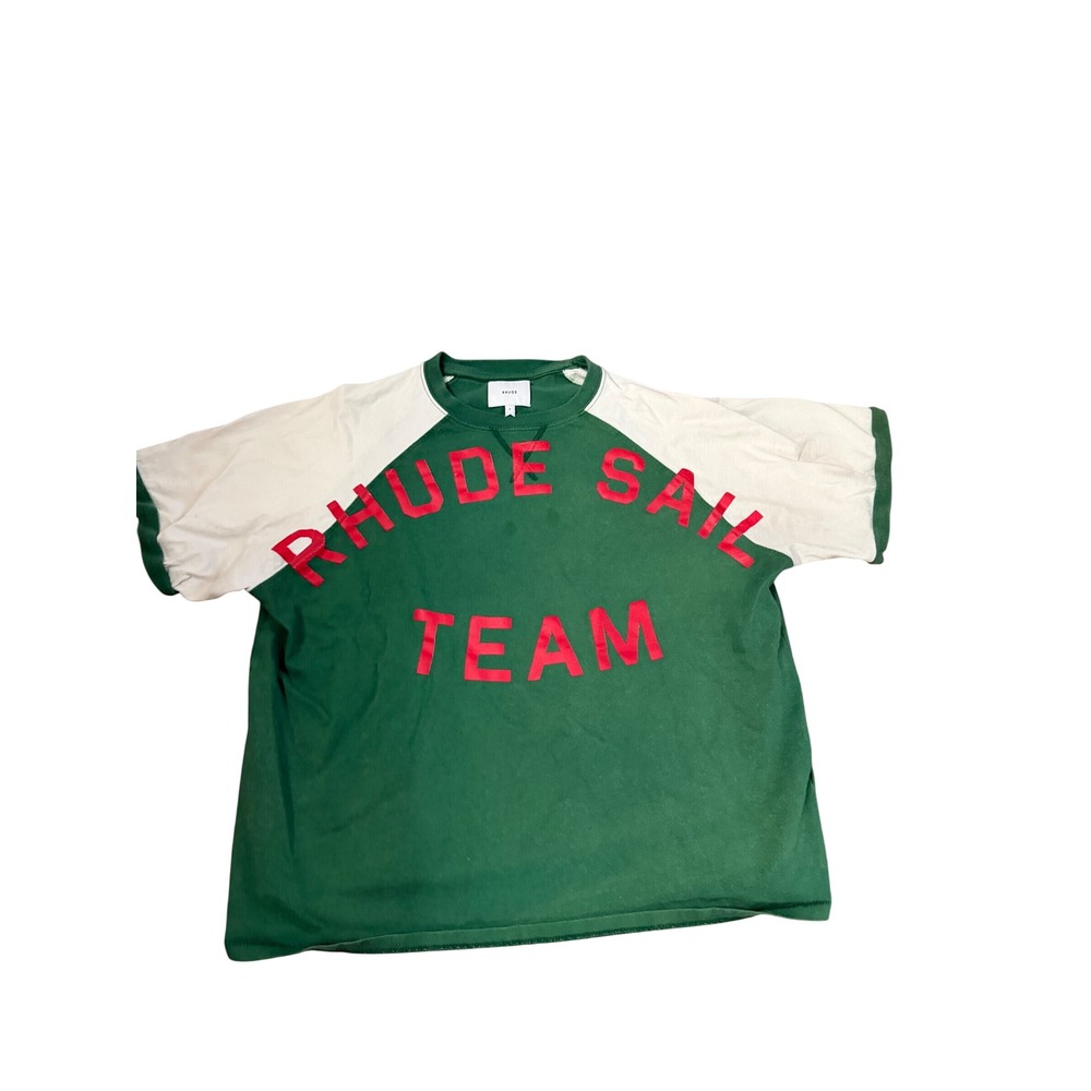 Rhude Sail Team Raglan T-Shirt Green White Red Mens Size S Made in USA